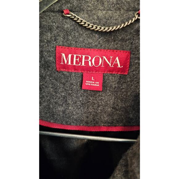 Womens Double Breasted Peacoat Wool Blend Jacket/Coat Charcoal Gray Size Large - Picture 3 of 6